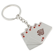 Nøglering. Poker spillekort - Royal Flush. 90 mm.